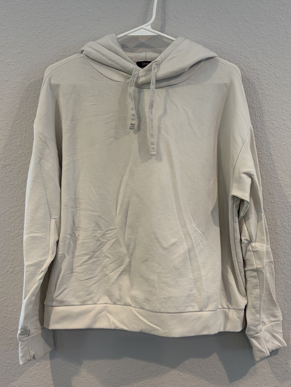 Quince Womens Classic Casual Bone Cream Pullover Hoodie Sweatshirt Size‎ Medium